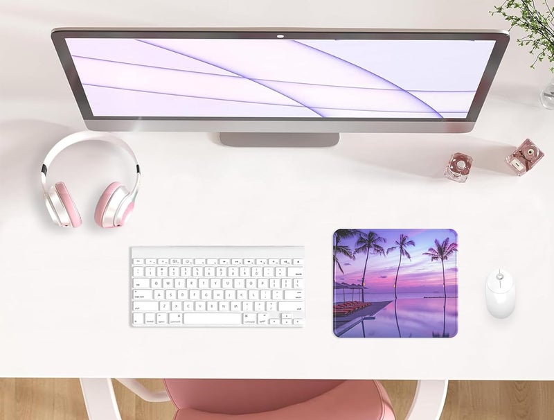 eulps Mouse Pad with Stitched Edge, Multiple Patterns Computer Mouse Pads with Non-Slip Rubber Base, Washable Cloth Mousepad, for Gaming, Laptop, PC (Violet Dusk) - Image 2